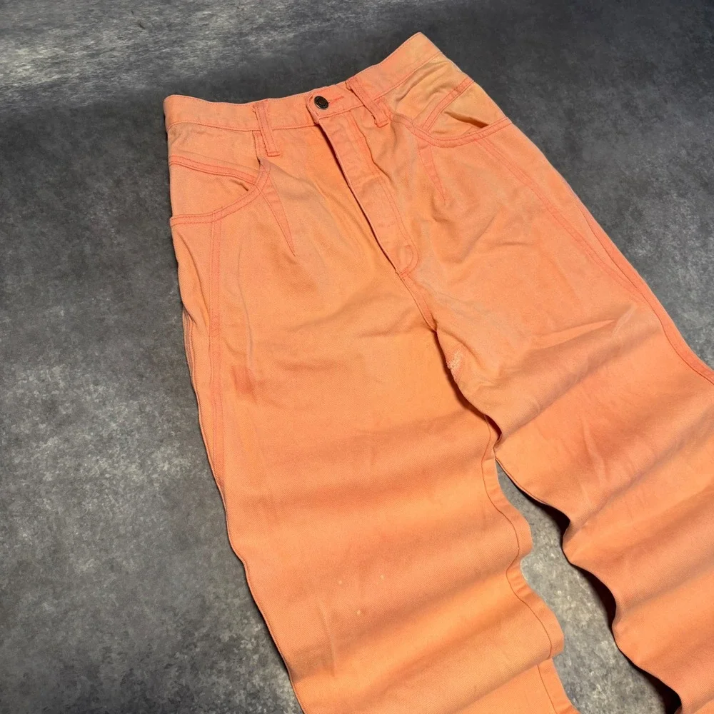 Vintage Wrangler 80s High Rise Western Tapered Jeans Peach Orange Women Size 7/8 - Picture 10 of 11